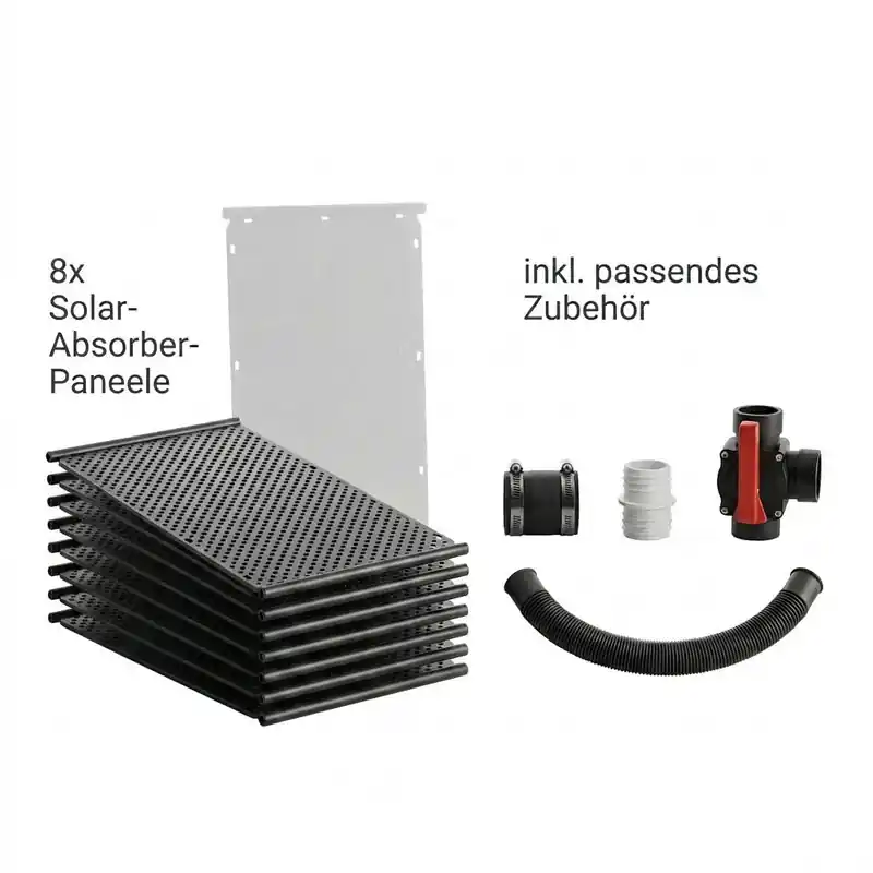 Letzte Chance OKU Solar-Komplettset bis 16 m² | 8x Absorber 1002 | Inkl. Kugelhahn & Zubehör